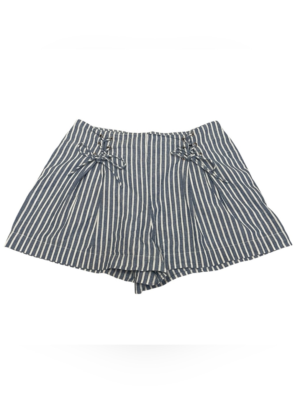 Guess Blue White Linen Cotton Blend Striped Paperbag Nautical Shorts size 10